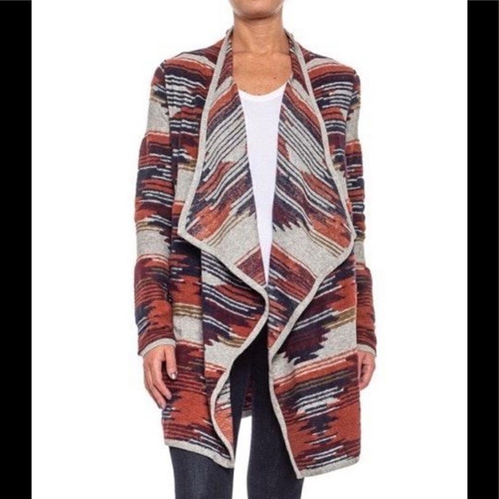 Lucky Brand Long Aztec Open Drape Cardigan